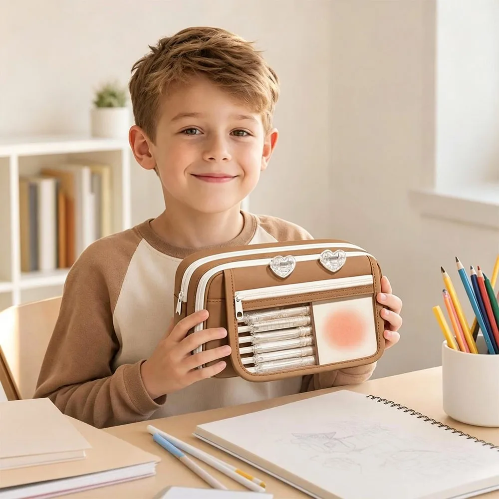 New Oxford Pencil Case Flip-Top Large Capacity Pencil Pouch Lightweight Multi-Layer Pen Organizer School Supplies