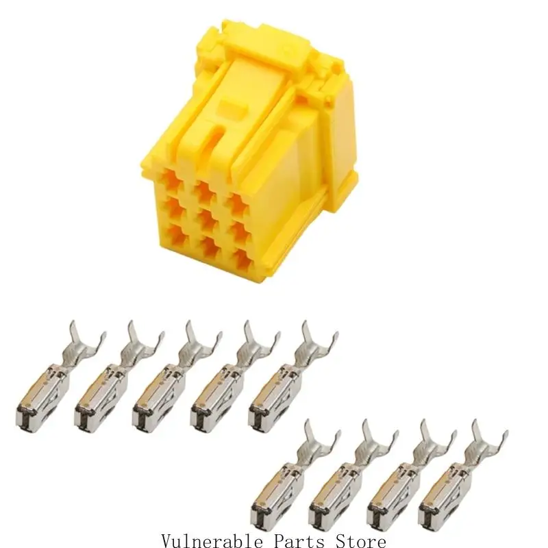 Automotive 9 Pin Wire Harness Terminal Housing Yellow Shell for Vehicle Wiring Repair and Replacement Service Use