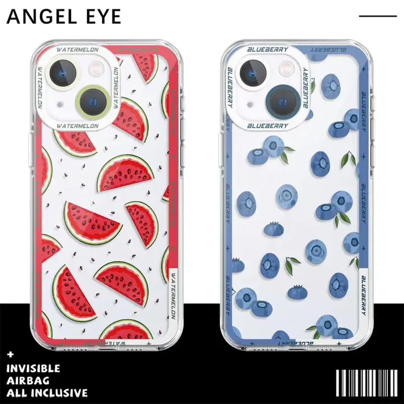 phone case For iPhone 14 13 12 Mini 11 Pro Max 15 8 X XR XS MSX 6 6S 7 SE 15Plus Clear fundas cover Delicious Watermelon Lemon