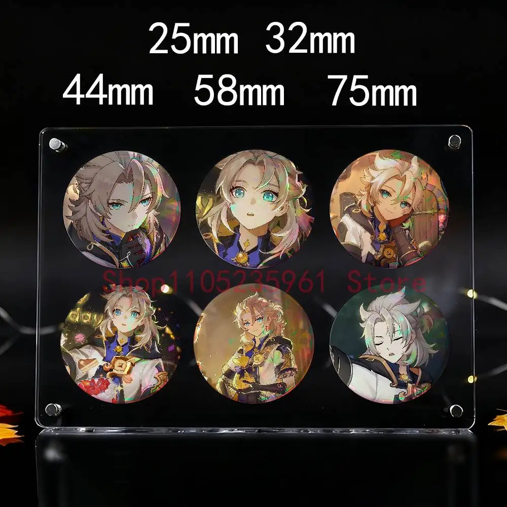 58mm 44mm HD Print Brooch Badges Pretty Derby Round Display Albedo G-Genshin I-Impact Brooches Lapel Pins Custom