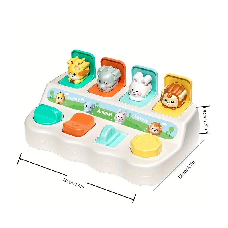 Scatola per interruttori per nascondere e ricchio di animali, scatola con meccanismo, giocattolo per la coltivazione del bambino, pensiero logico, giocattolo pop-up per la prima educazione