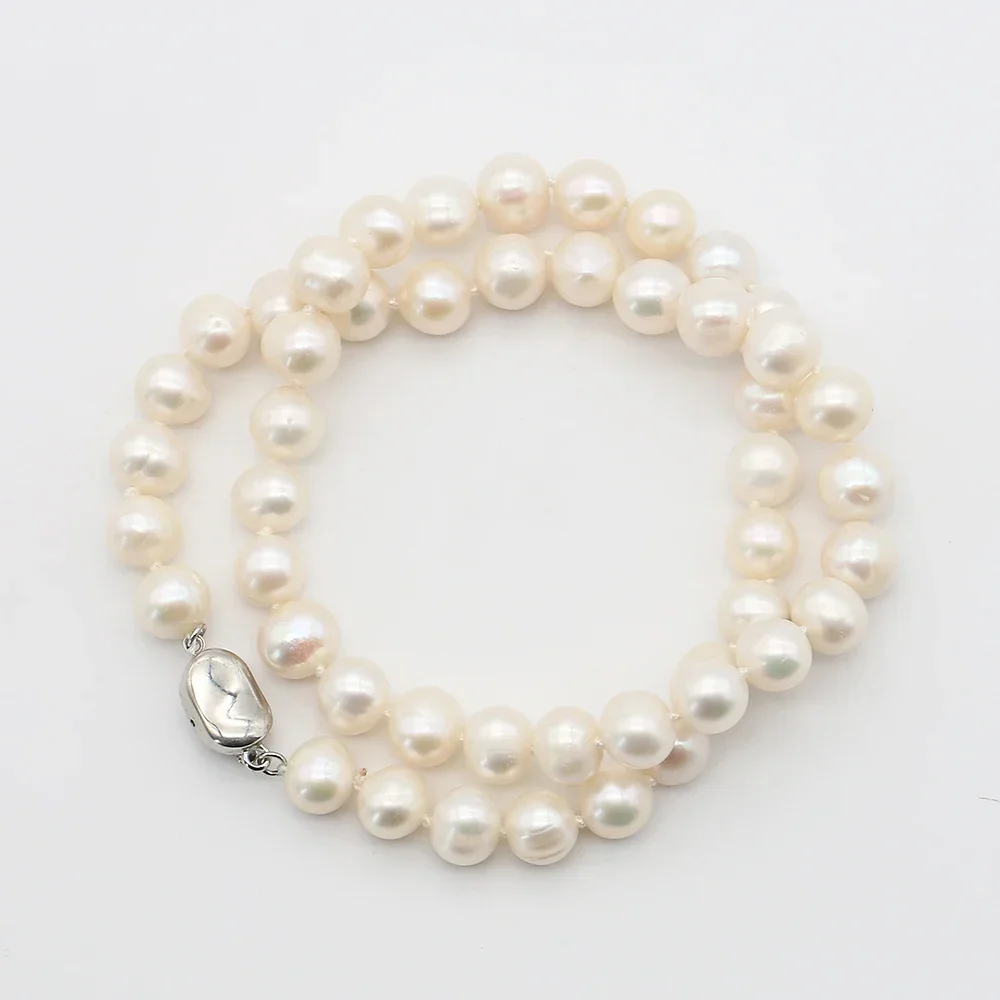 

Ожерелье из натурального пресноводного барочного жемчуга с полированными бусинами и прямым отверстием, 41 см, с застежкой-слитком, ювелирное украшение, подарок на помолвку