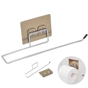 1/2 قطعة معلقة المتداول حامل تخزين الورق بدون لكمة منشفة الحمام الرف المطبخ مسح الرف رفوف منظم المنزل أفضل 8 حاملات لفائف المطبخ - رقم 4