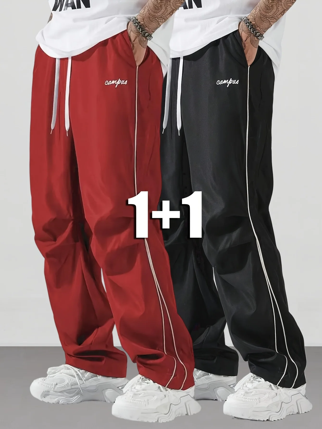 

Мужские повседневные спортивные брюки в полоску из двух пар цветных брюк с карманами, идеально подходят для повседневной носки, поездок на выходные и базовой посадки