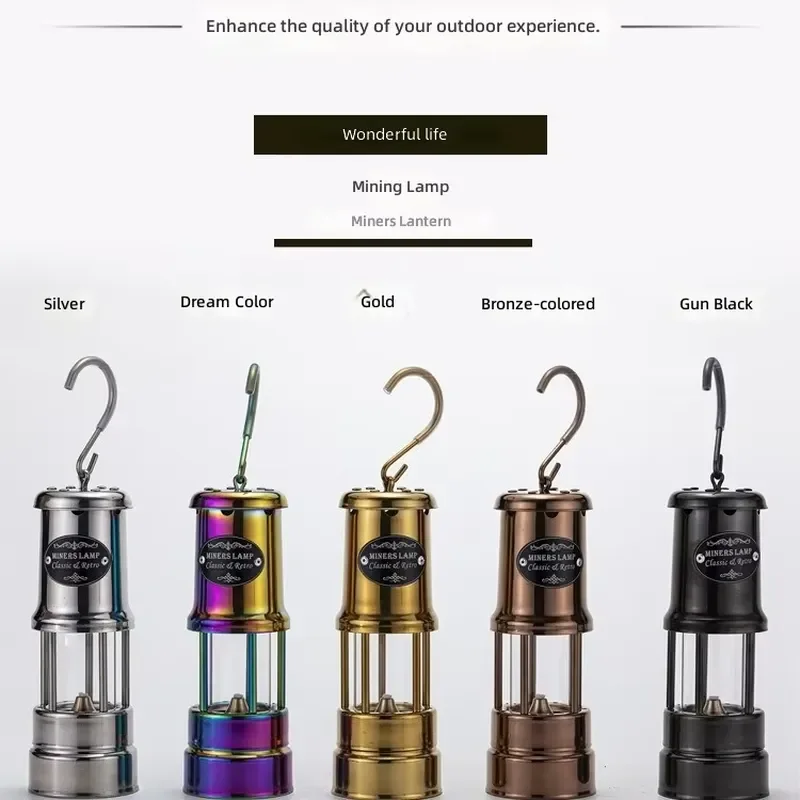 3 Piece Retro Oil Lamp Lantern 10 14 19 Inch High Decorative Outdoor Brass Tempered Glass Portable Lantern