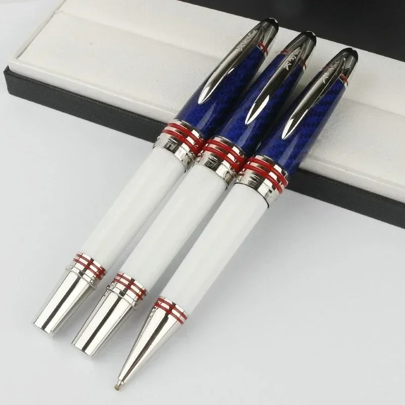 تصميم خاص كلاسيكي MB جون إف كينيدي ألياف الكربون قلم حبر جاف أزرق قلم حبر الكتابة القرطاسية JFK كليب