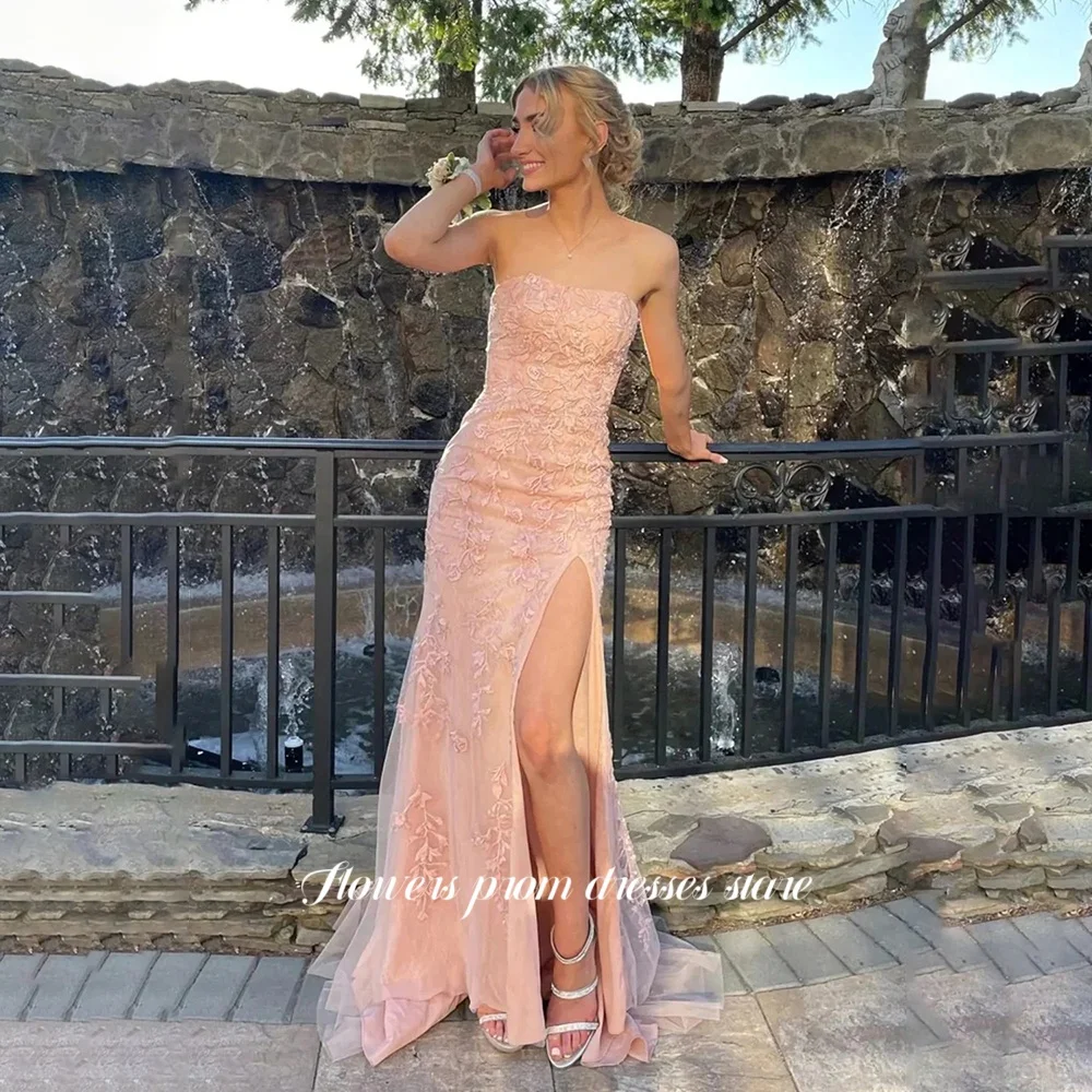 

Flowers Mermaid Prom Dress Lace Applique Party Dress Elegant Princess Dresses for Women vestidos de fiesta Customized