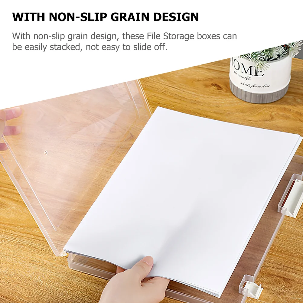 

2pcs Clear File Storage Boxes Stackable Desktop Document Organizer Wear-Resistant Transparent File Boxes For Office Household