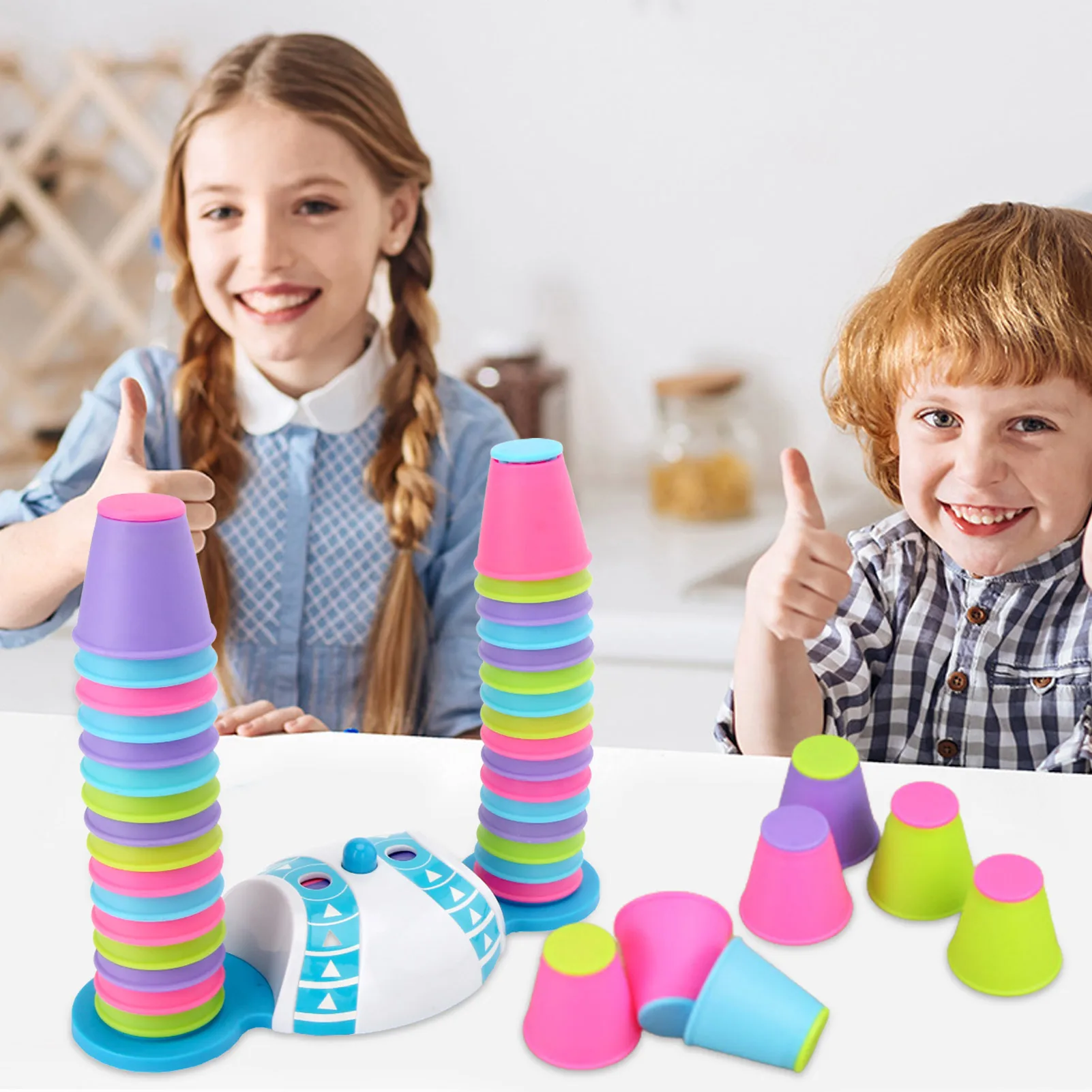 Jouets éducatifs pour enfants, gobelets empilables amusants pour bébés, jouets arc-en-ciel, tour à empiler, jouet de construction, cadeaux avec Base assortie de couleurs