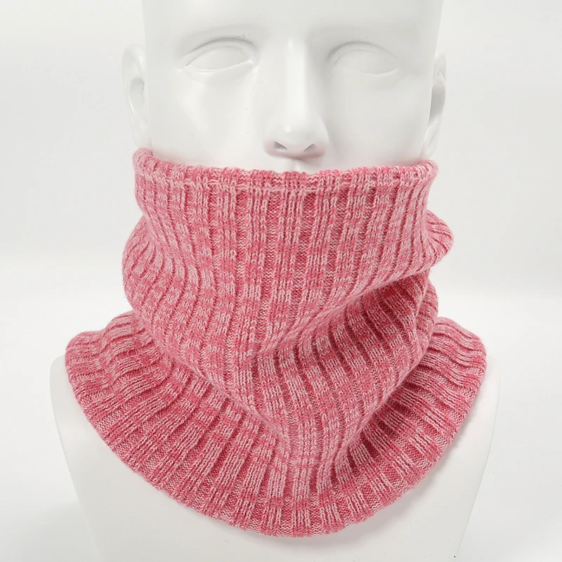 Fashion Solid Color Stripe Design Warm Scarf Women Neck Warmer Elastic Ring Scarves Winter Cashmere Luxury Face Mask