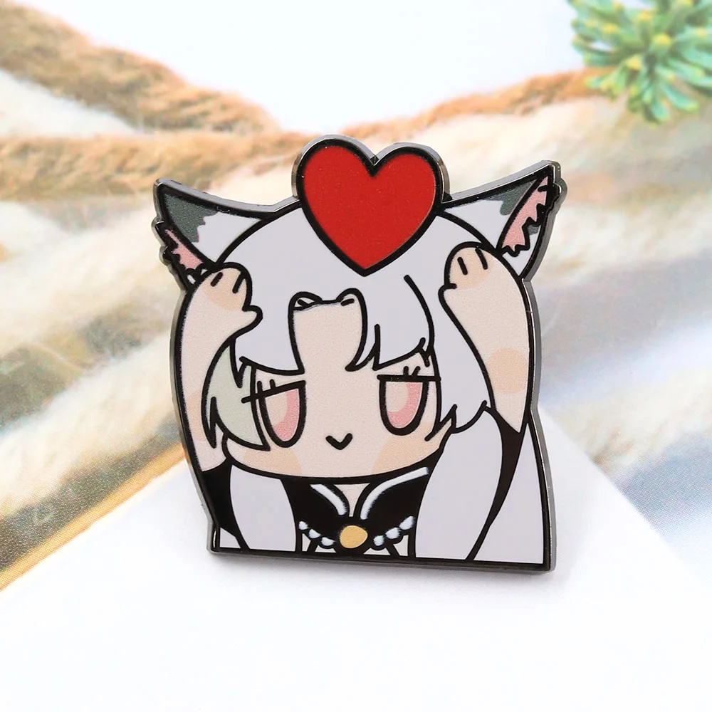 Naraka Bladepoint Hu Tao Herz-Katzenohren-Mädchen Emaille-Pin Niedliche Anime-Anstecknadel Cartoon-Brosche für Kleidung Rucksack Fan-Geschenk – Detail 6