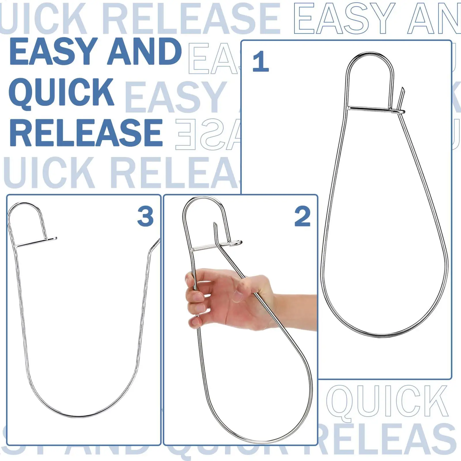 Giant Fish Stringer Clips Stainless Steel Heavy-Duty Secure Lock Holder Fish Stringer Replacement Clips For Trout Catfish