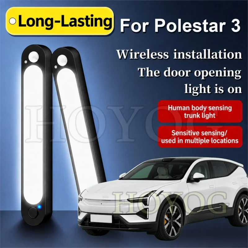 For Polestar 3 2023-2026 Car Trunk Light LED Lamp Motion Sensor No Drilling Stick On Boot Cargo Light SUV Interior Cabin