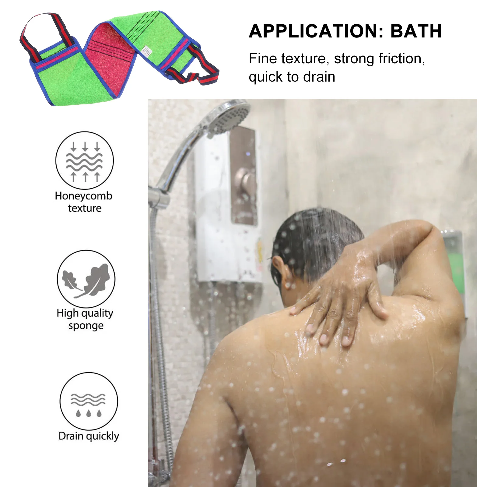 

2Pcs Versatile Exfoliating Shower Towel Long Strip Bathing Cleaner for Your Skin