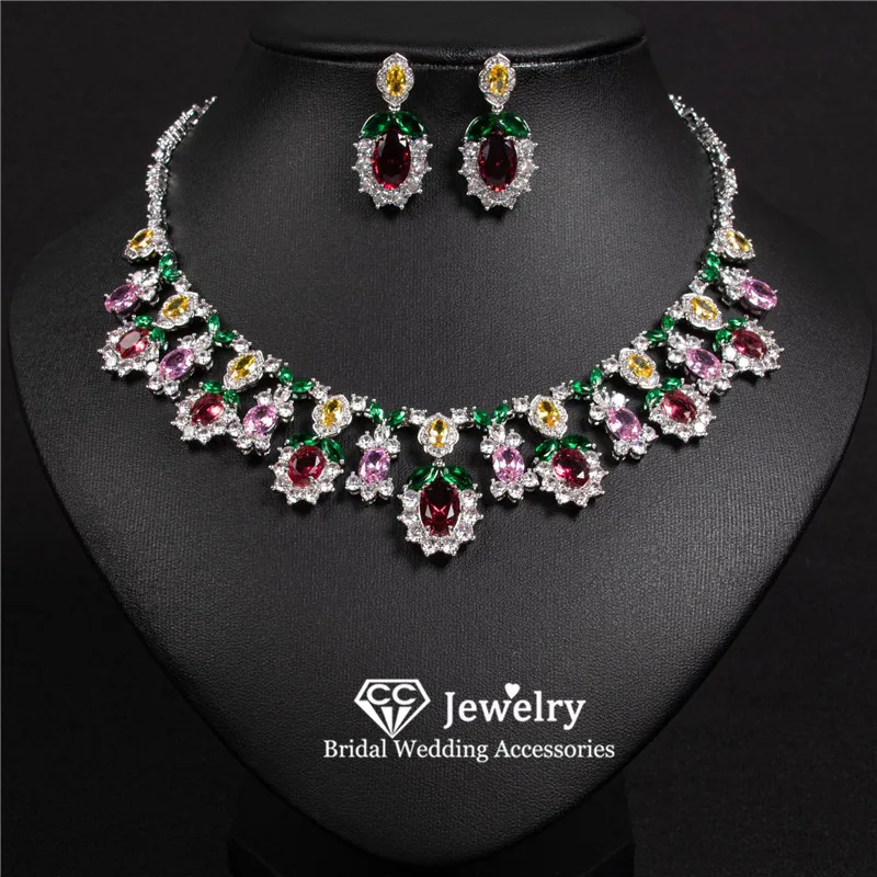 

CC Vintage Jewelry Set for Women Wedding Accessories Bridal Dress Engagement Necklace Stud Earring Sets Fine Jewellery HL141