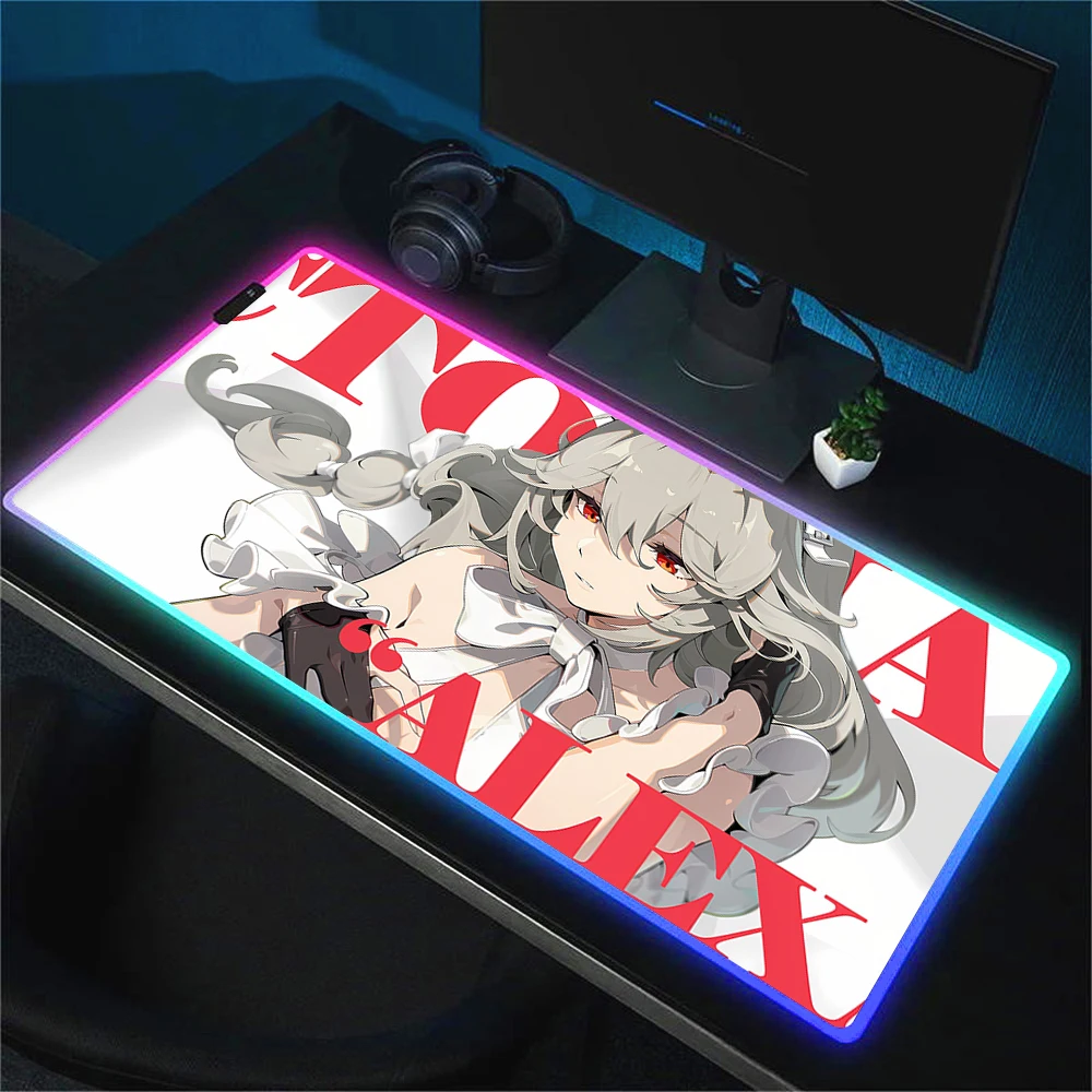 Zenless Zone Zero RGB Pc Gamer Keyboard Mouse Pad Ellen Joe Mousepad LED Glowing Mouse Mats Alexandrina Sebastiane Mausepad Xxl