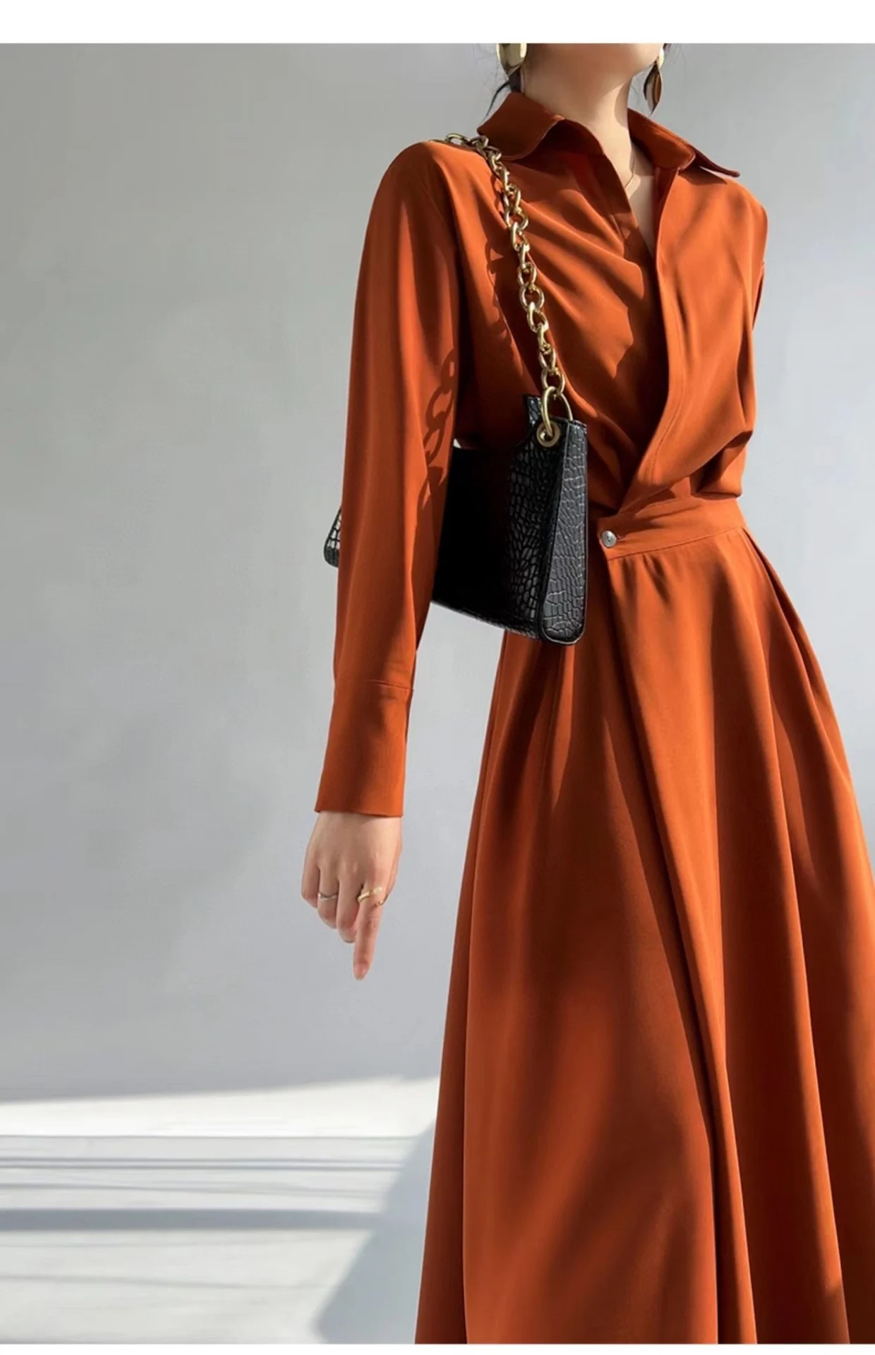 

French New 2023 Style Autumn Long Sleeve Temperament Slimming High-End Dress 0830