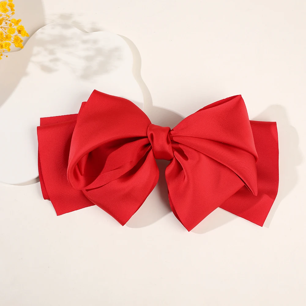 Koreanische Mode Kopf bedeckung elegante Haars pangen für Mädchen solide Satin band Pin Bogen Clip Haarnadel Stirnband Haarschmuck für Frauen – Detail 8