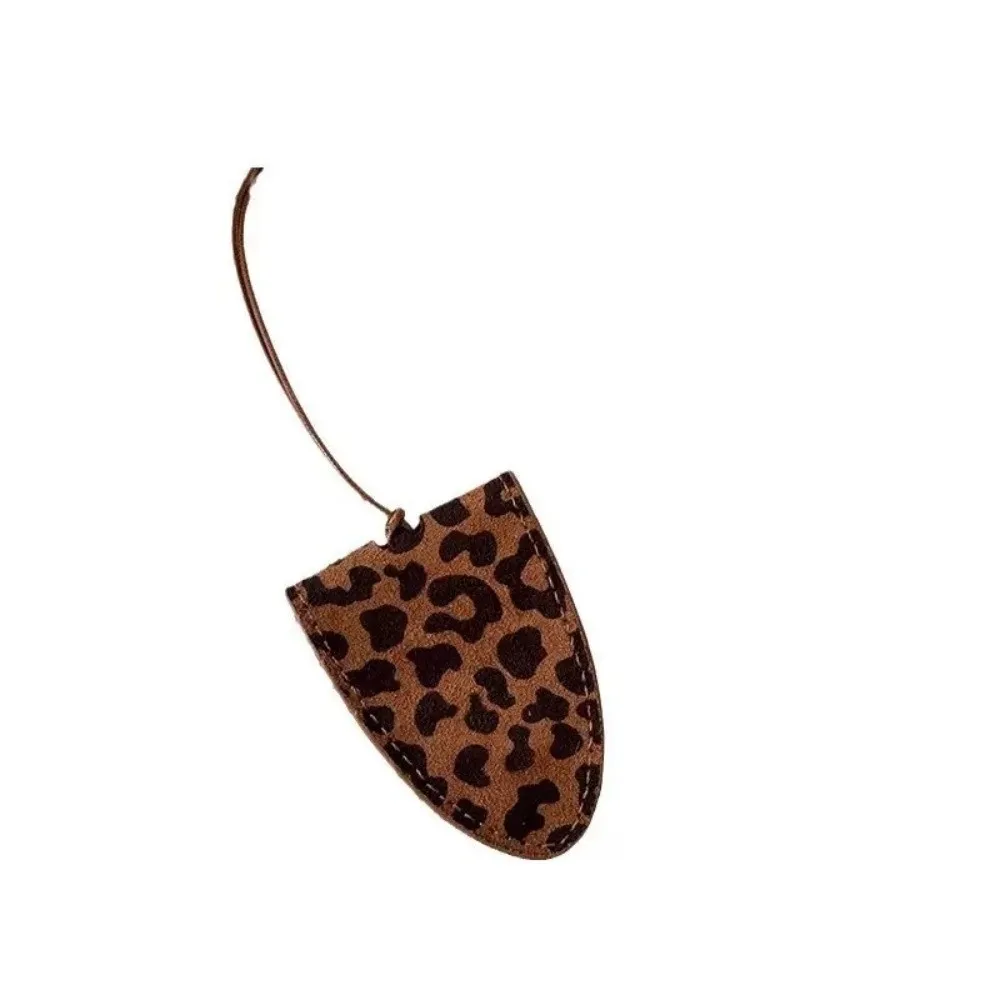 Leopard Print Eyeglasses Storage Bag Durable Simple Design Glasses Clip Pendant Pu Leather Multifunctional
