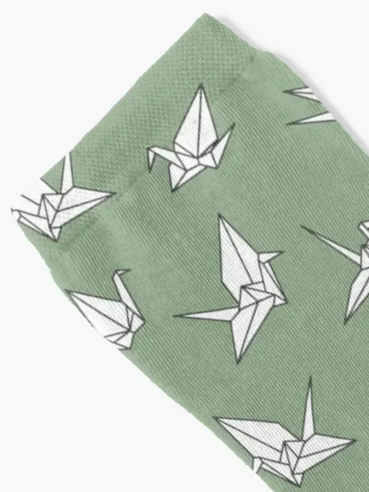 Kaus Kaki Origami Paper Cranes Kaus Kaki Katun Olahraga dan Santai Kaus Kaki Longgar Wanita Pria