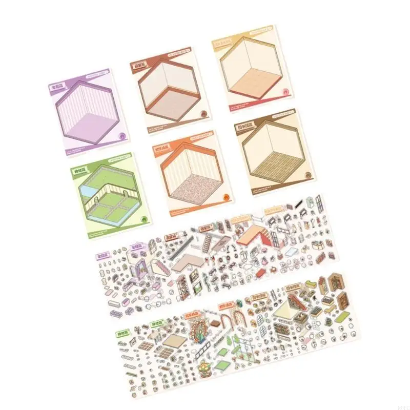 

3D Landscape Sticker Book Scene Sticker Book Fun Room Sticker Book Water Bottle Sticker Stereoscopic Cabin Sticker