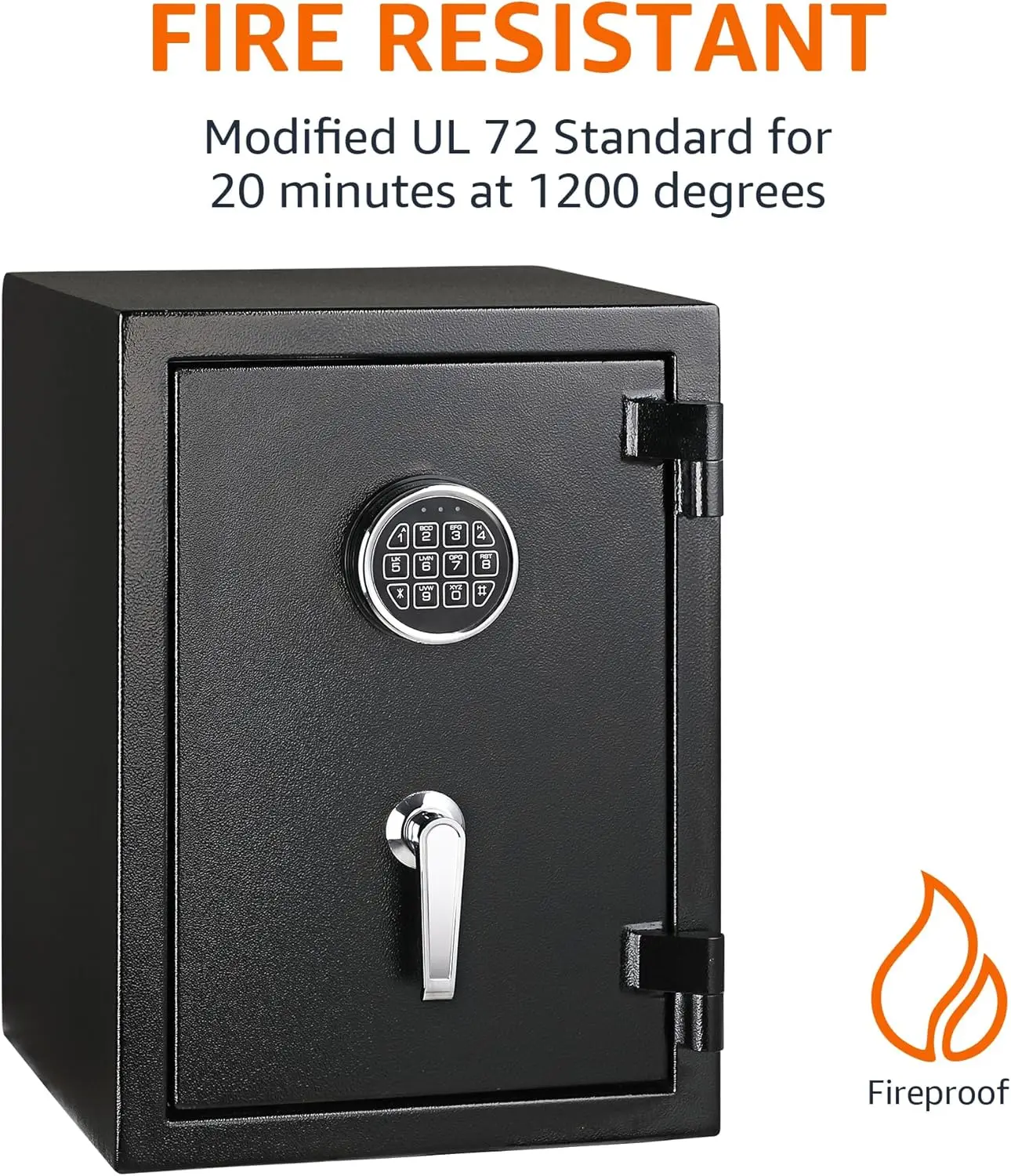 Fire Resistant Security Safe with Programmable Electronic Keypad, Secure Valuables and Important Documents, 14.17"W x 13.8"D x 1
