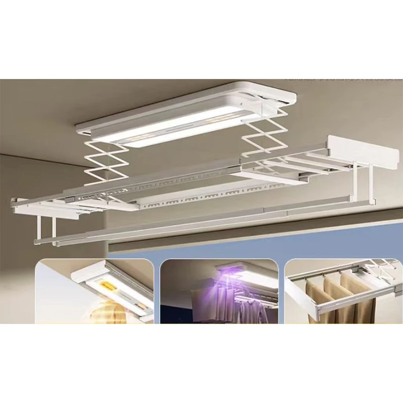 Preço de fábrica OEM Controle de voz que levanta o secador de cabide de roupas inteligente com lâmpada UV