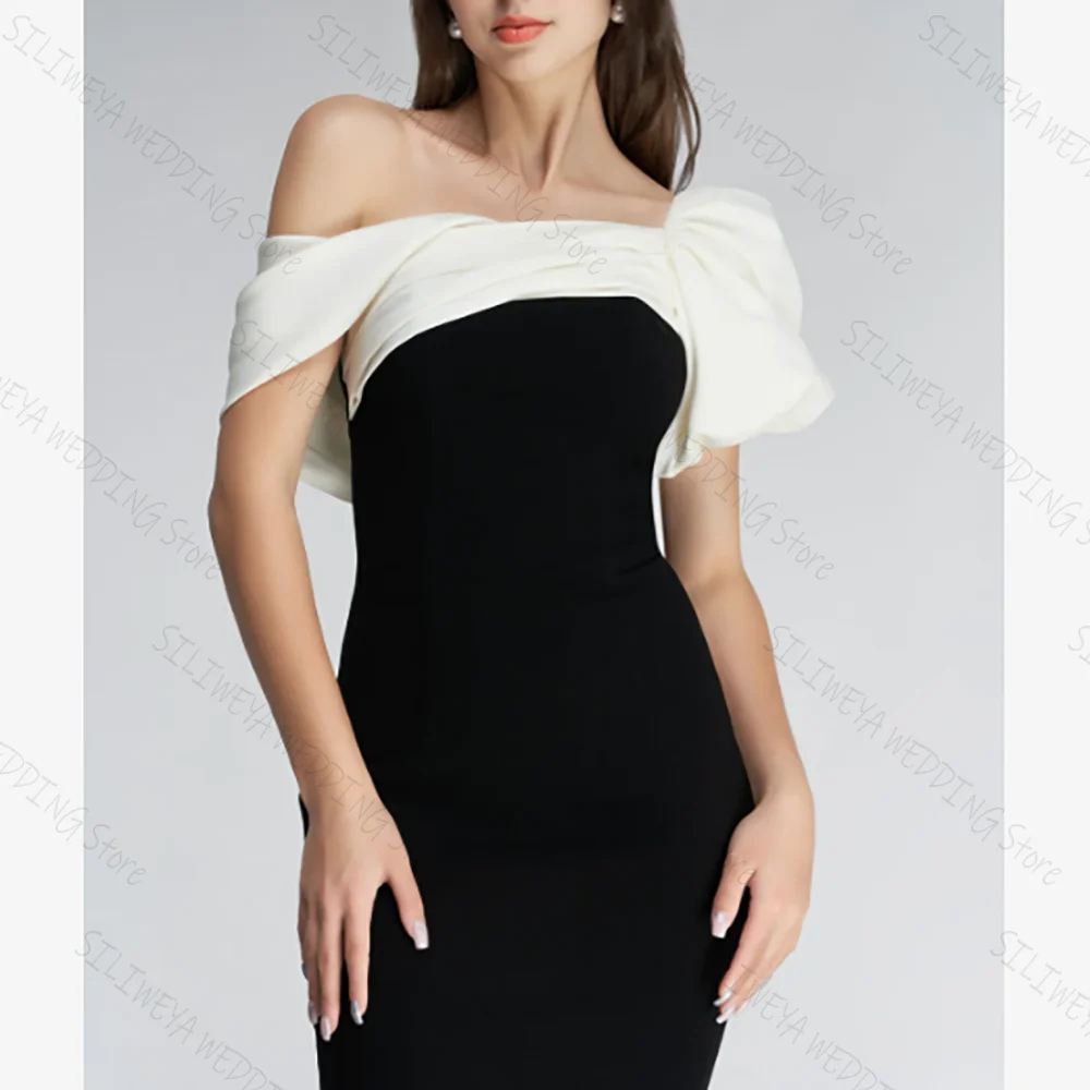 

Тонкие черные шикарные платья для выпускного вечера с открытыми плечами, элегантное женское вечернее платье без рукавов чайной длины