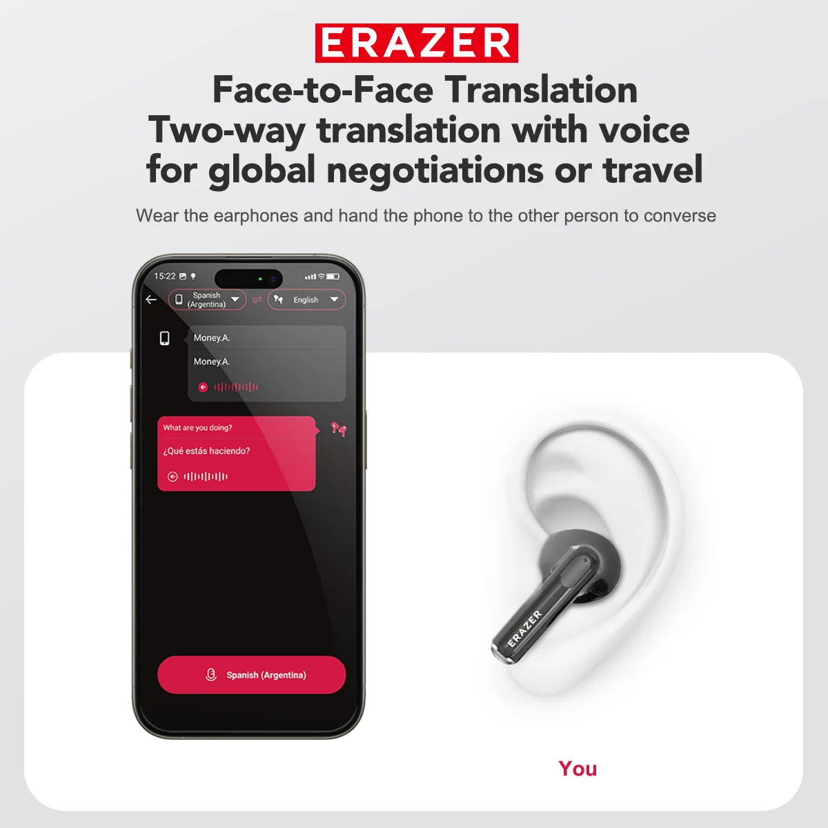 ERAZER XT68/XT69PRO Bluetooth Earphones In-ear Earbuds TWS Wireless Headphones Game Low Latency Bluetooth 5.4 Noise Reduction