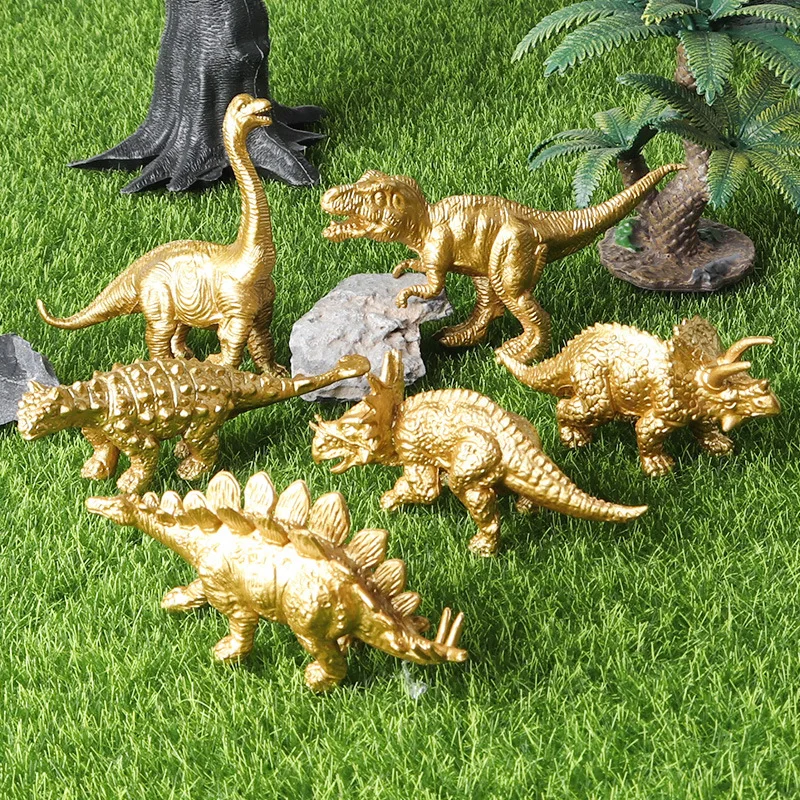 Mini Dinosaur Gold Animal Simulation Model Solid Brachiosaurus Tyrannosaurus Rex Sword Dragon Nail Dragon Jilong Toys