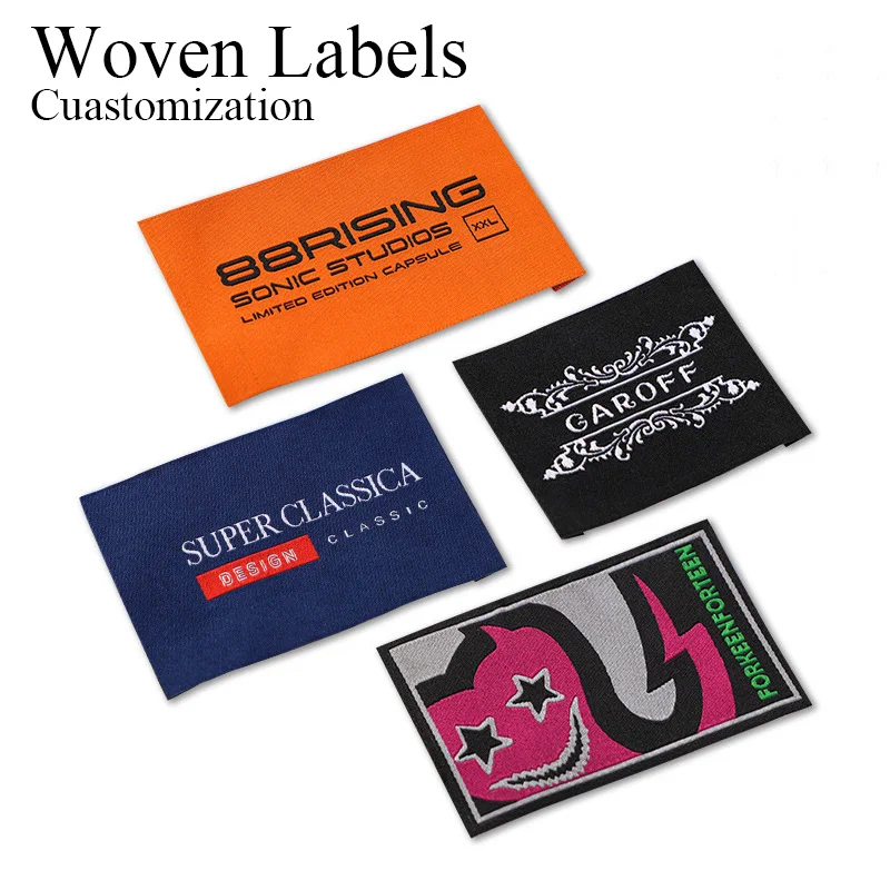 500pcs/Lot Multi size Custom High Quanlity Brand Logo High Density Garment Neck Label Luxury Woven Label for Clothing