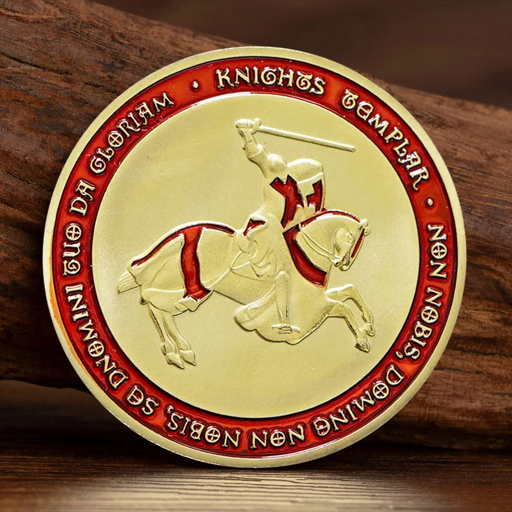 Gold Plated Knight Templar Souvenir Coin Non Nobis,Domine,Sed Nomini Tuo Da Gloriam Teutonic Knight Commemorative Coins