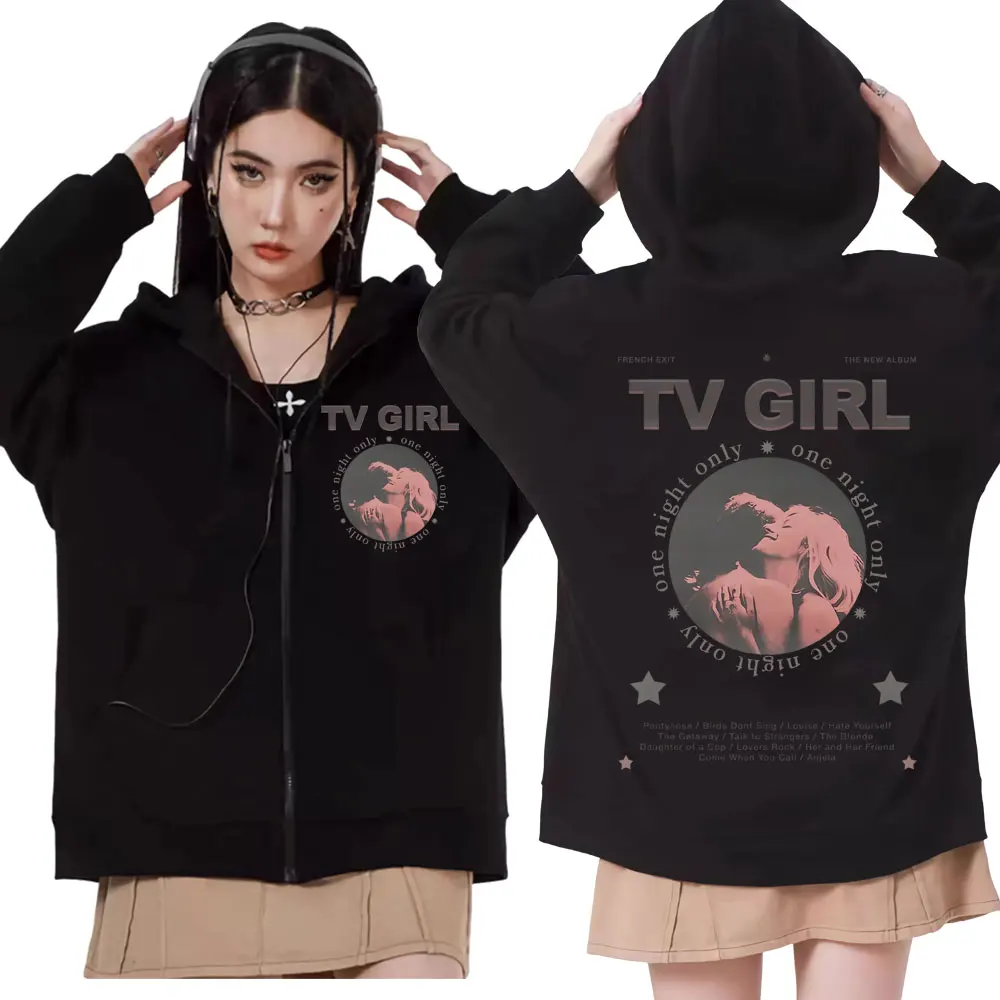 

Singer Tv Girl French Exit Album Graphic Zipper Hoodie Casual Fashion Zip Up Sweatshirt Men's Women's Oversized Fleece Pullovers