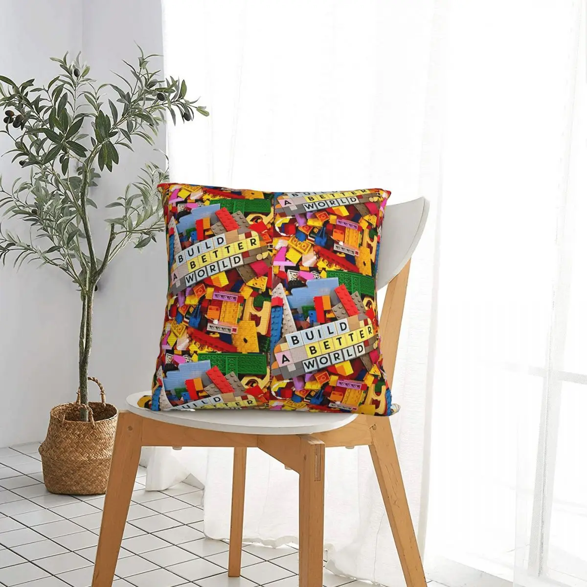 Building Blocks Build A Better World Pillow Cases Cushion Covers Funny Zippered Decorative Pillowcase for Bed 45*45cm