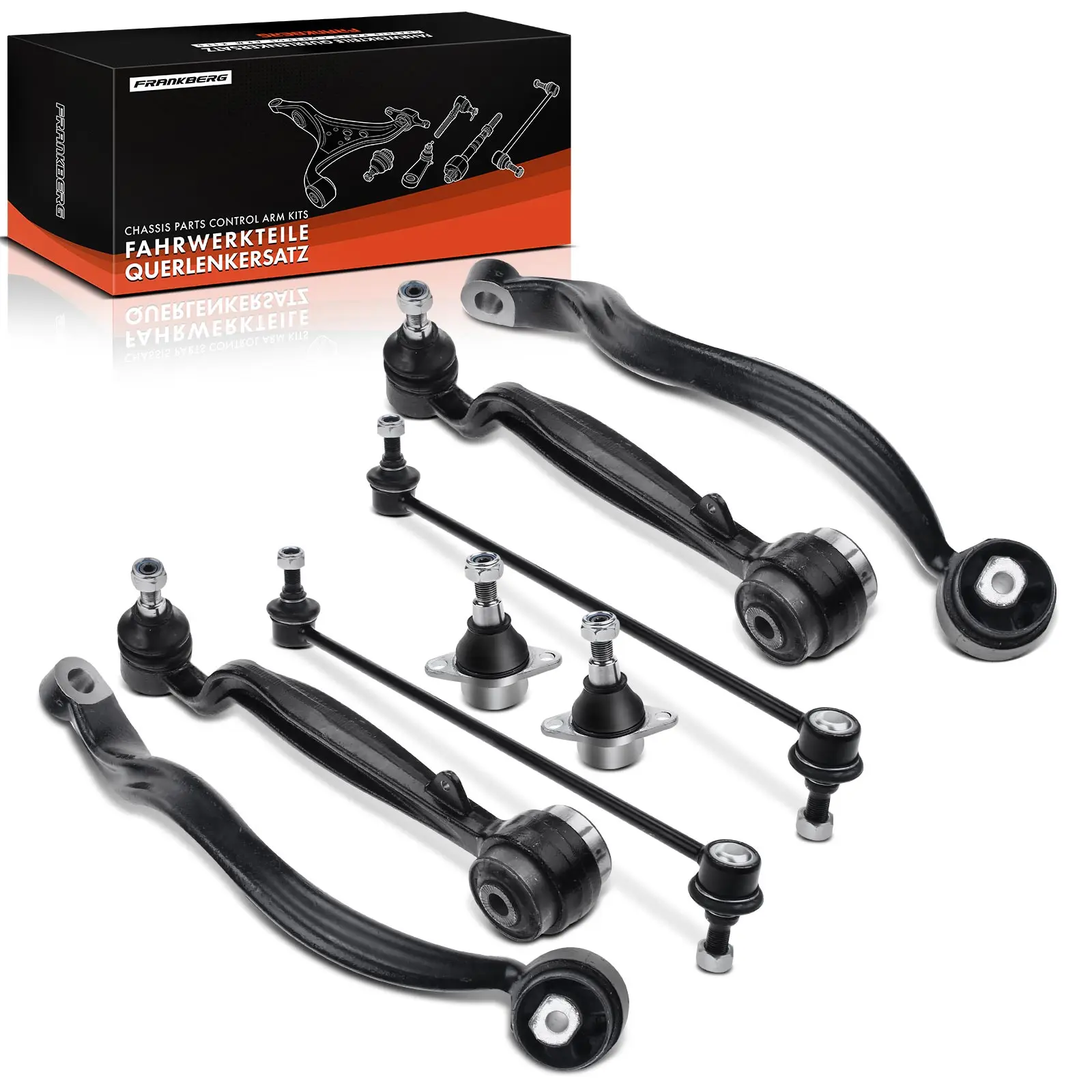 Frankberg 8-delige draagarmset vooras voor Land Rover Range Rover III L322 2002-2012 RBJ000062 RBJ500920 RBJ500710