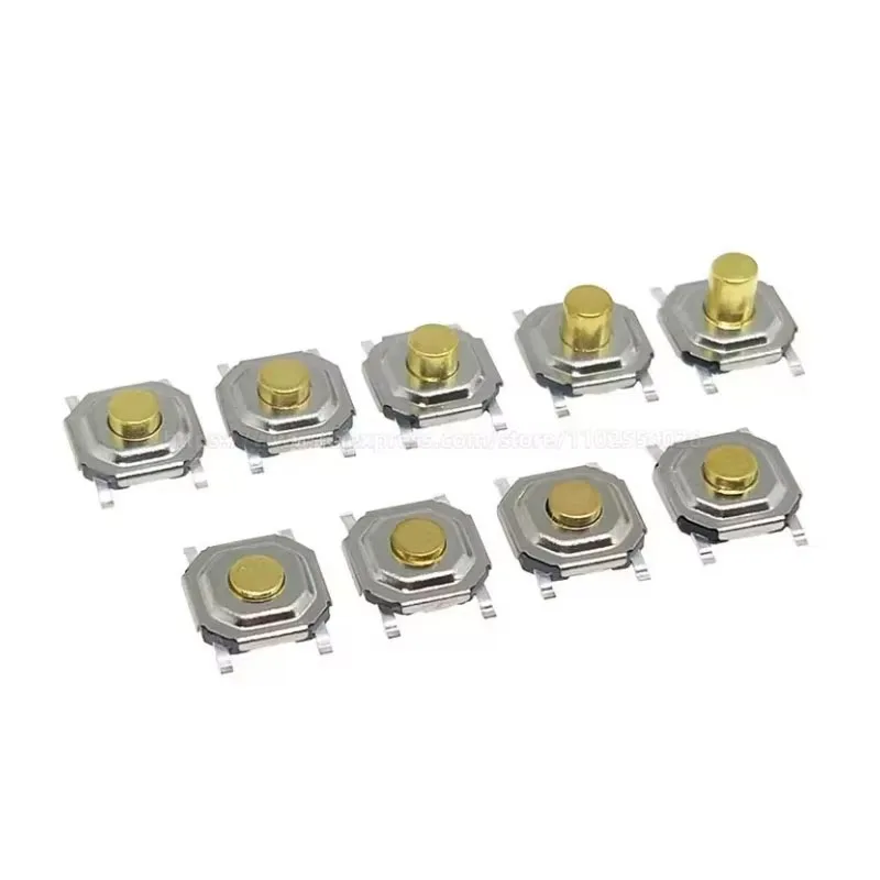 50PCS 4*4*1.5/1.6/1.7/2/2.3/2.5/3/3.5/4.3mm 4Pin SMD SMT Copper Waterproof Tactile Tact Push Button Micro Switch Momentary