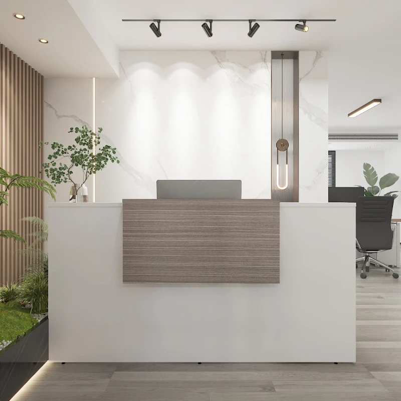 

Простая небольшая стойка ресепшн для магазина, отеля, компании, стойка для кассы, подиум-трибуна, дизайнерская мебель