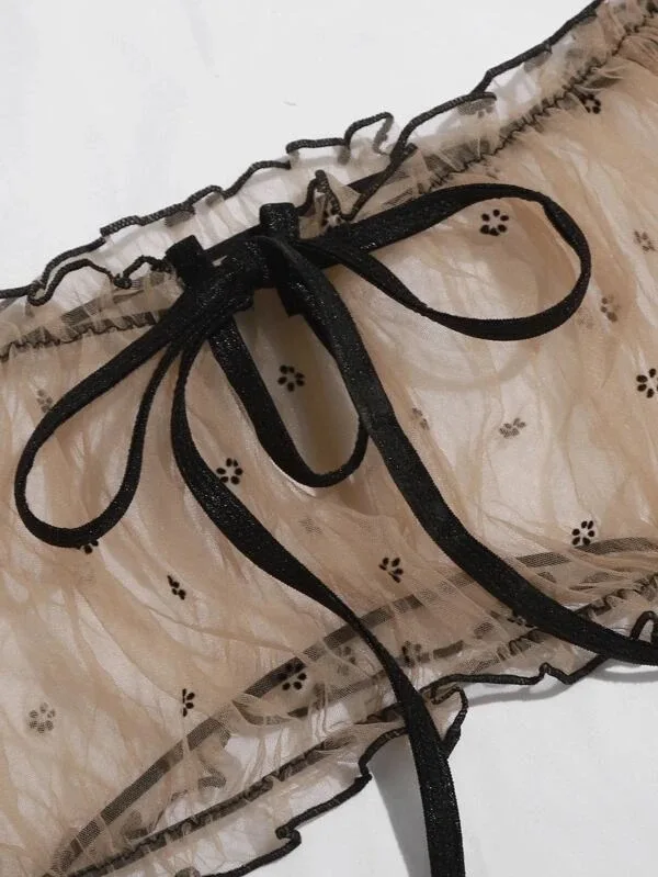 Sex Underwear Sexy Women's Mesh Perspective Off-the-shoulder Tube Top Underwear Set Sexy Women's Private Transparent Bra Set