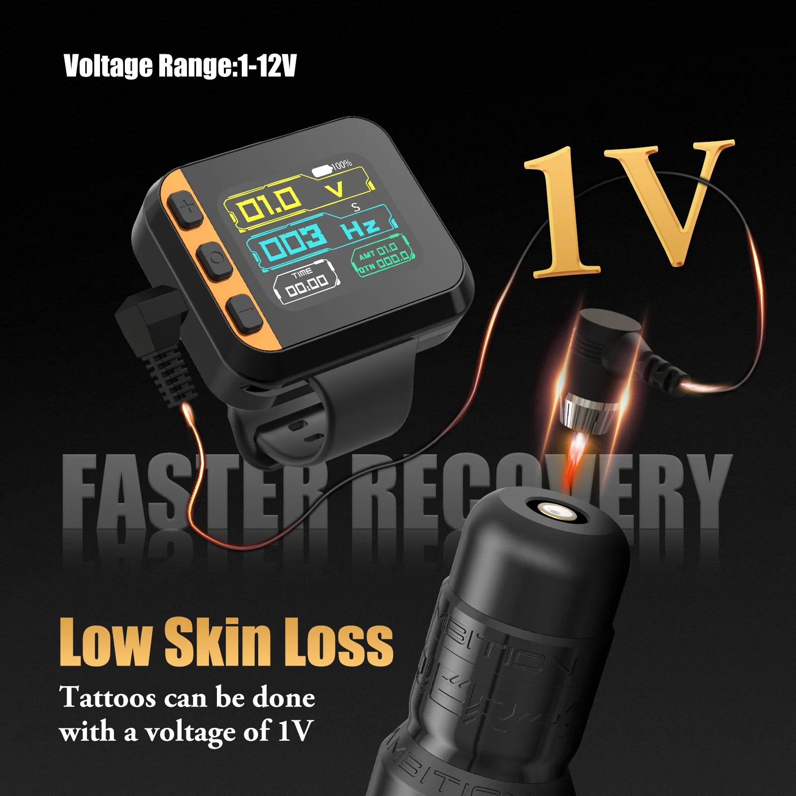 Ambition Wireless Tattoo Power Supply Portable Watch Battery Pack 1600mAh For Tattoo Machine Rotary Pen
