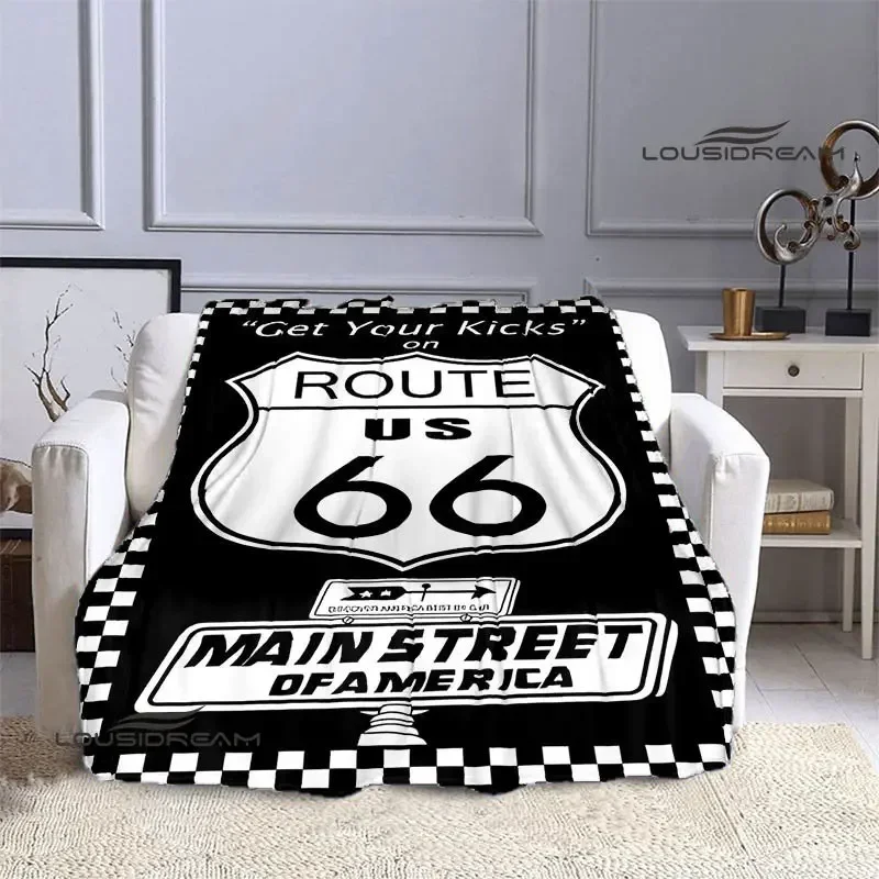 

Graphic Baby Blanket 3D Printed American Route 66 Retro Pattern Bed Sofa Picnic Cover Decor Comfortable Warm Throw Blankets Kids