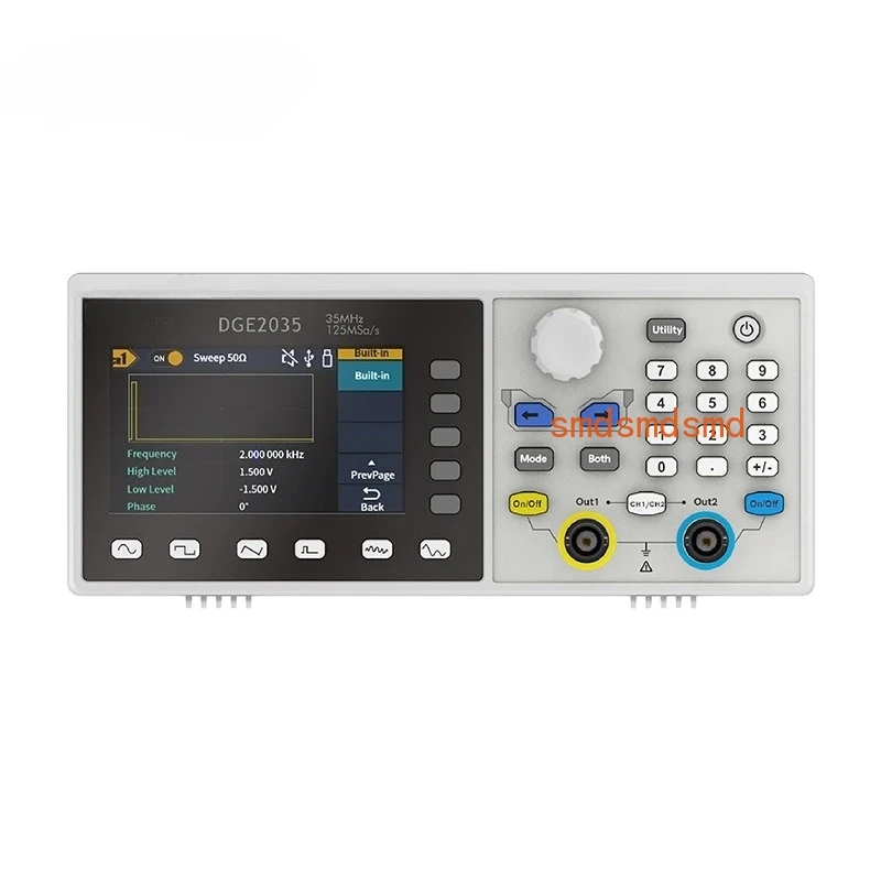 DGE2035 DGE2070 Waveform Signal Generator 70MHz 300MS/s 2CH 14bits 8k 3.6inch Multiple Waveform Output Modulation Functions