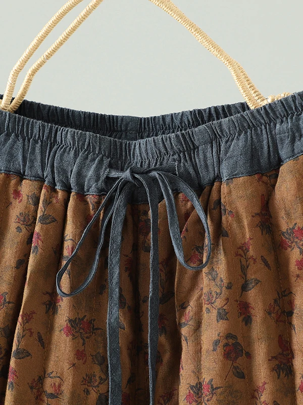 Pantaloni in cotone con stampa retrò Pantaloni casual dritti in lino ad alta densità da donna Autunno Inverno Nuovo arrivo