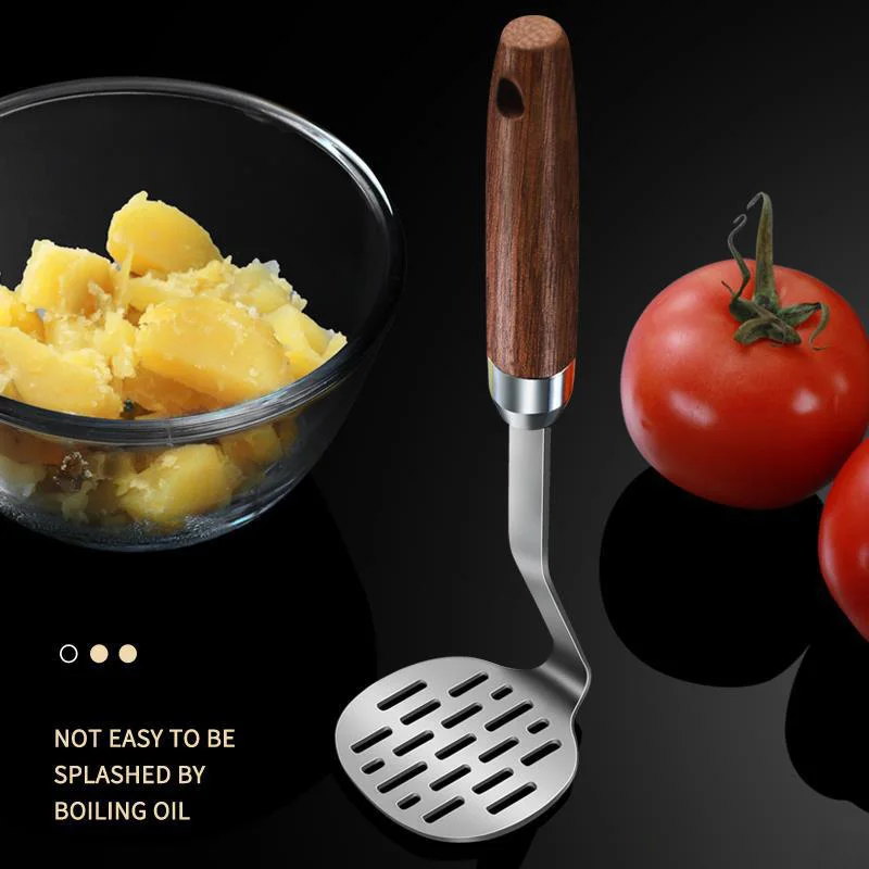 

Stainless Steel Potato Masher with Wooden Handle Manual Vegetable Fruit Mud Press Juice Maker Food Crusher Kitchen Cooking Tools