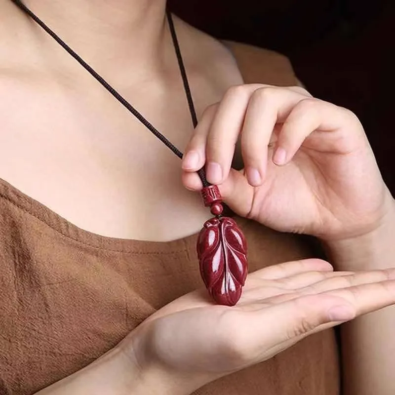 

Cinnabar One Leaf Get Rich Pendant for Men and Women