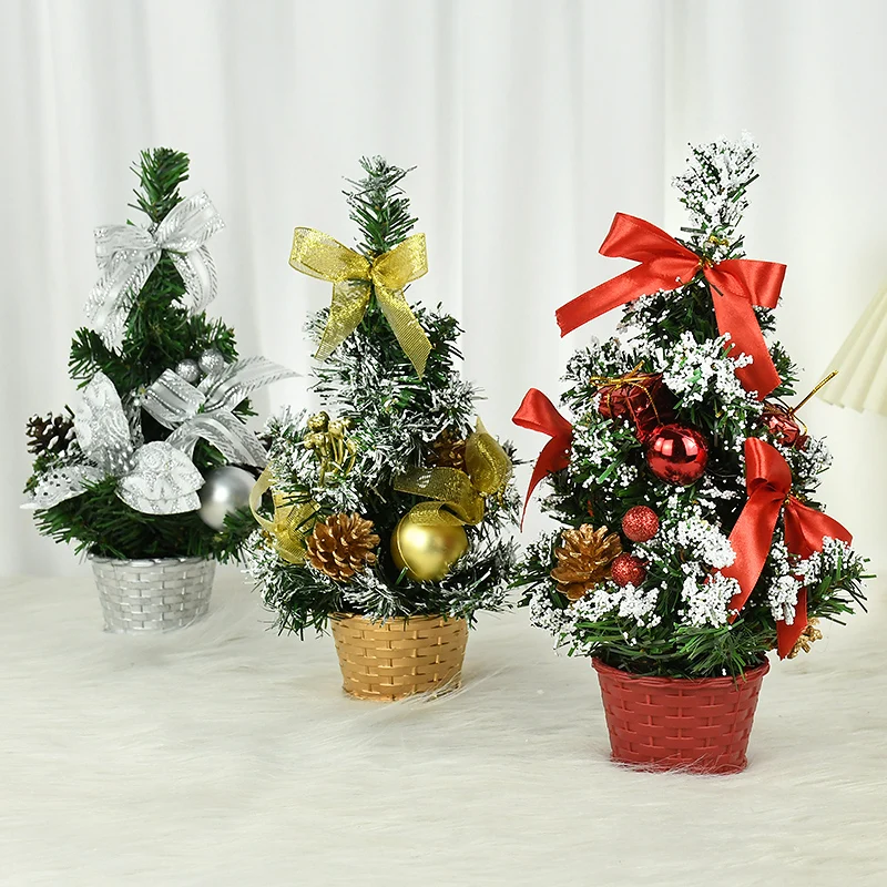 Mini Christmas Tree Festival Decoration Xmas Tree DIY Desktop Ornaments 2024 New Year Christmas Supplies For Home Decor