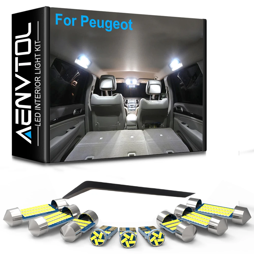 For Peugeot 207 307 407 106 107 108 206 308 508 206 2008 3008 4007 4008 5008 RCZ Auto Accessories,Car Interior LED Lights Canbus