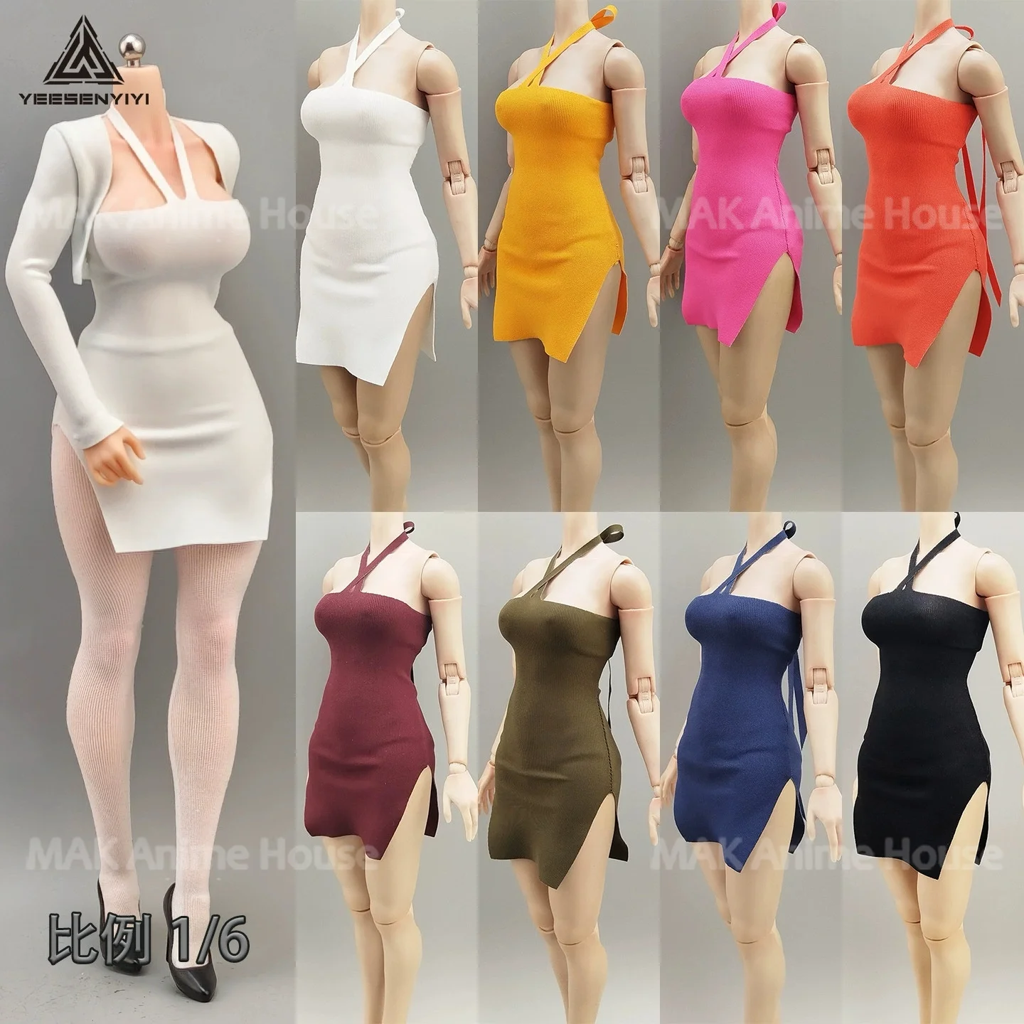 1/6 مقياس مرونة الإناث ضيق ملزمة تنورة قصيرة تشيباو الملابس نموذج ل 12 ''أنثى عمل الشكل الجندي الجسم الدمى