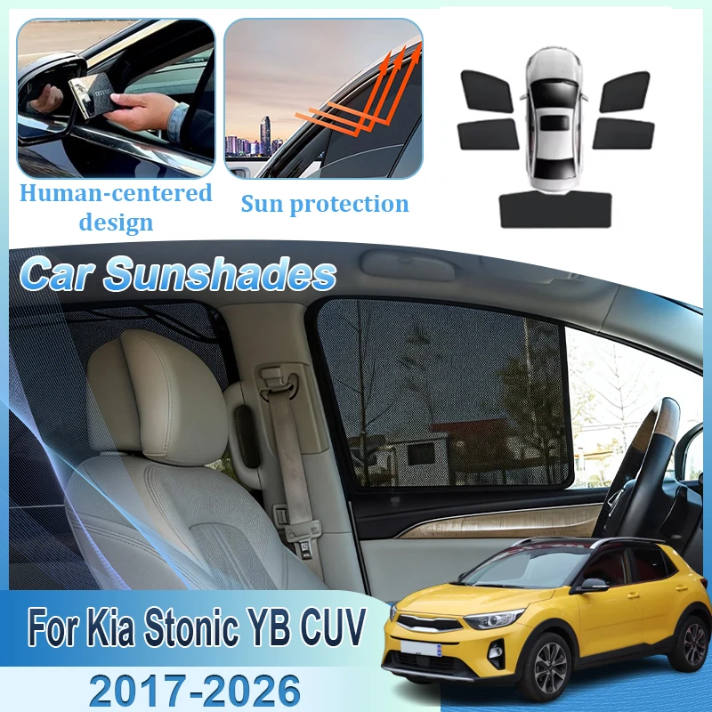 

Mesh Magnetic Sunshades For Kia Stonic KX1 YB CUV 2017-2026 Auto Shade Heat Insulation UV Protection Sunshade Car Accessories