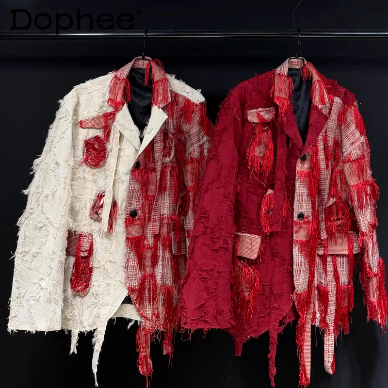 

2026 Spring New Trendy Tailored Coats Embroidered Tassel Splicing Loose Comfort Blazer Jackets Men Women Stylish Suit Jackets