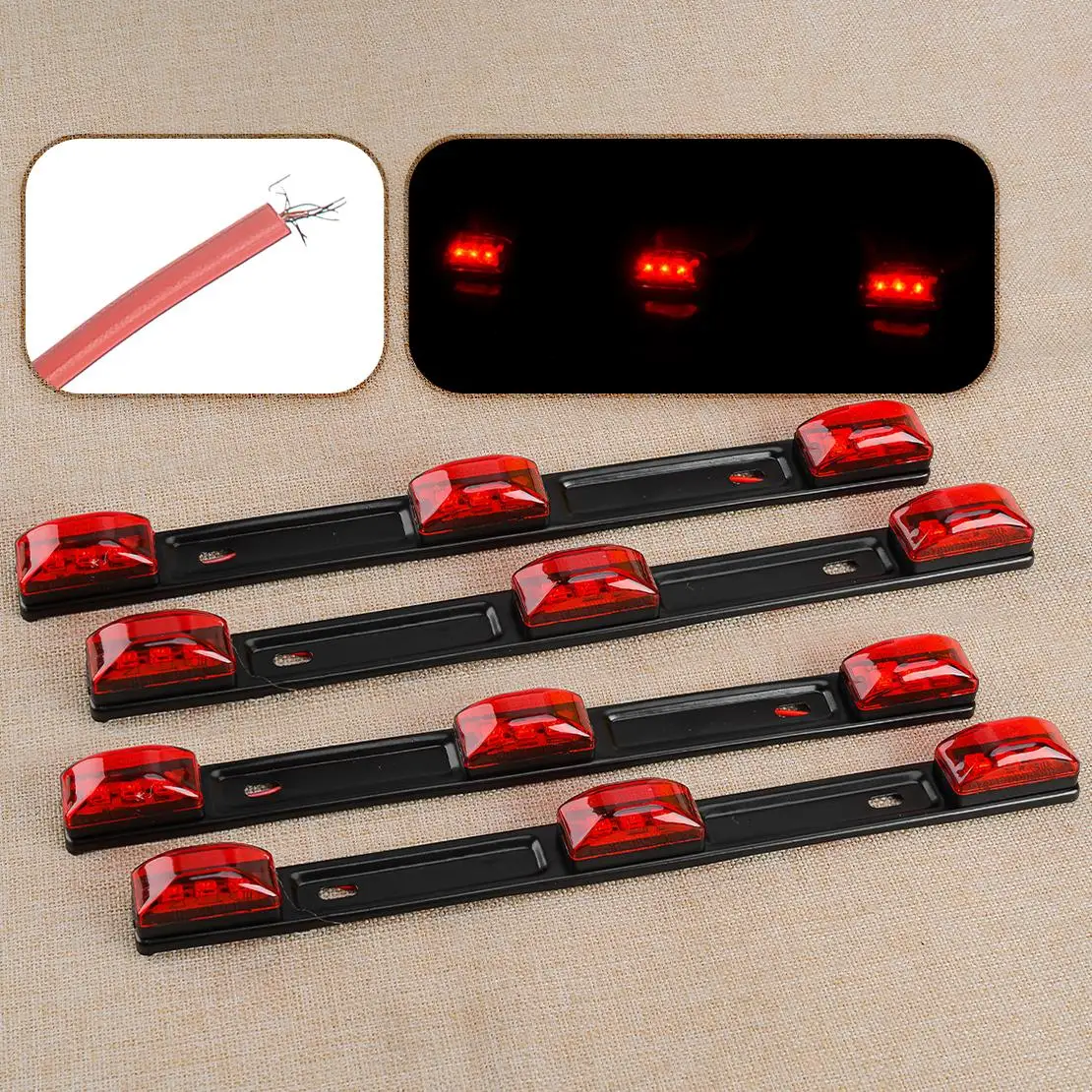 

12 В 3 Вт IP67 4 шт. Нержавеющий красный светодиодный задний габаритный идентификационный габаритный фонарь, подходящий для грузовика, прицепа, пикапа, лодки, задний фонарь